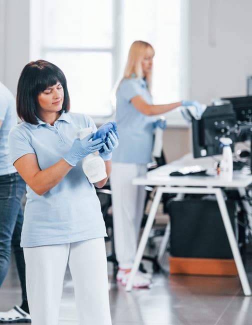 Commercial cleaning team